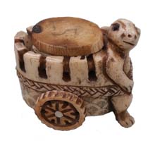 OX BONE CARVED TURTLE PULL CARTS